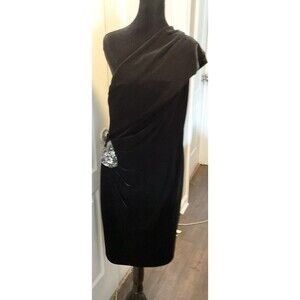 Xscape Women's One-Shoulder Embellished design Dress Size 14, Black